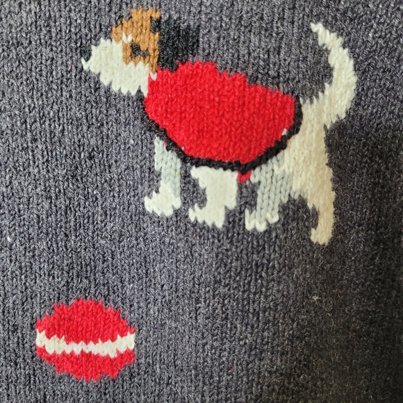 Talbots Vintage Dog Print Cardigan Sweater Full Zip Ramie Cotton Preppy Size S - Picture 5 of 11